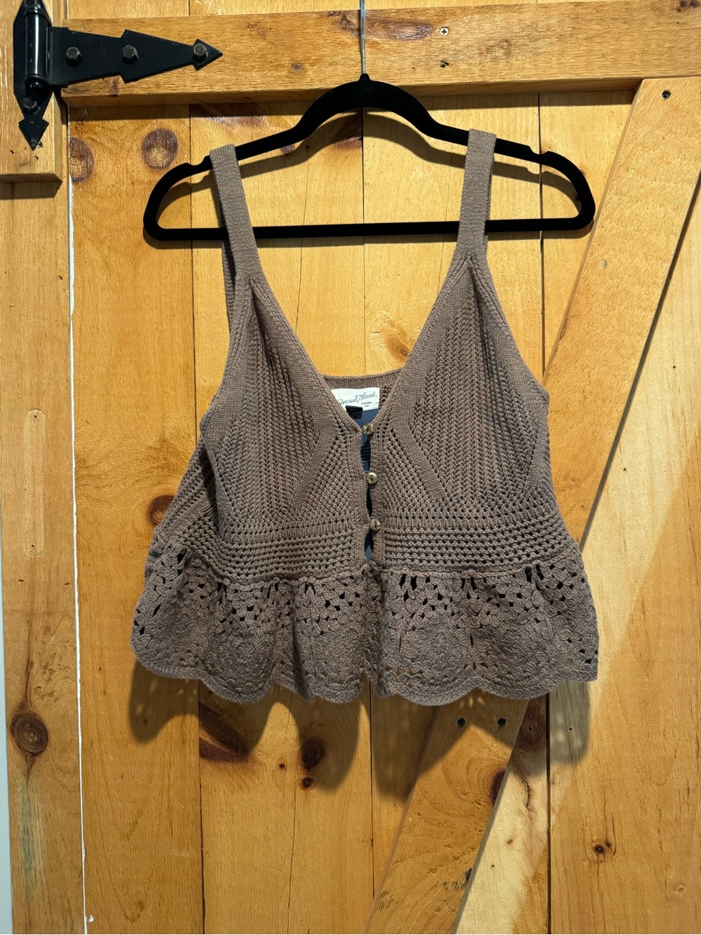 NWT Universal Thread Brown Knit Crochet Cropped Tank, M